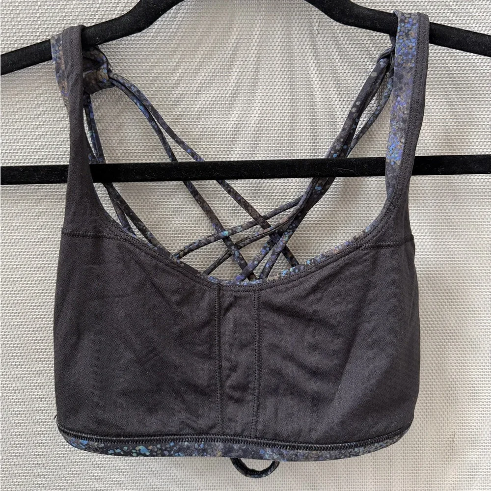 Lululemon Energy Bra Blue Splatter Strappy Back Size 4